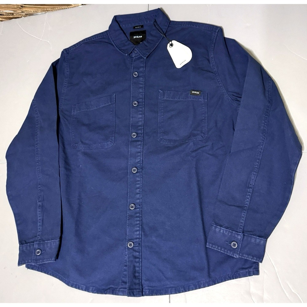 Prana Rock Ridge Overshirt Jacket Shirt Mens M Capulet Blue New Work Heavy